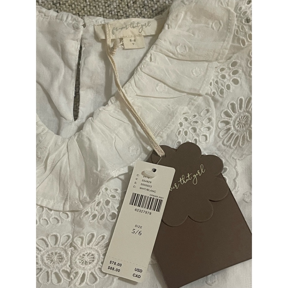 Anthropologie Lacy Ruffled Kids Blouse White NWT Size 5/6 - Picture 8 of 16